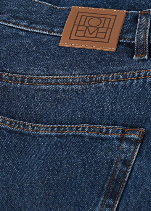 Wide tapered leg denim dark blue
