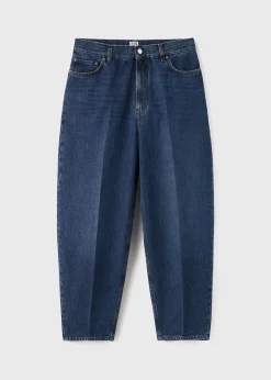 Wide tapered leg denim dark blue