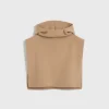 Wool cashmere hoodie bib camel